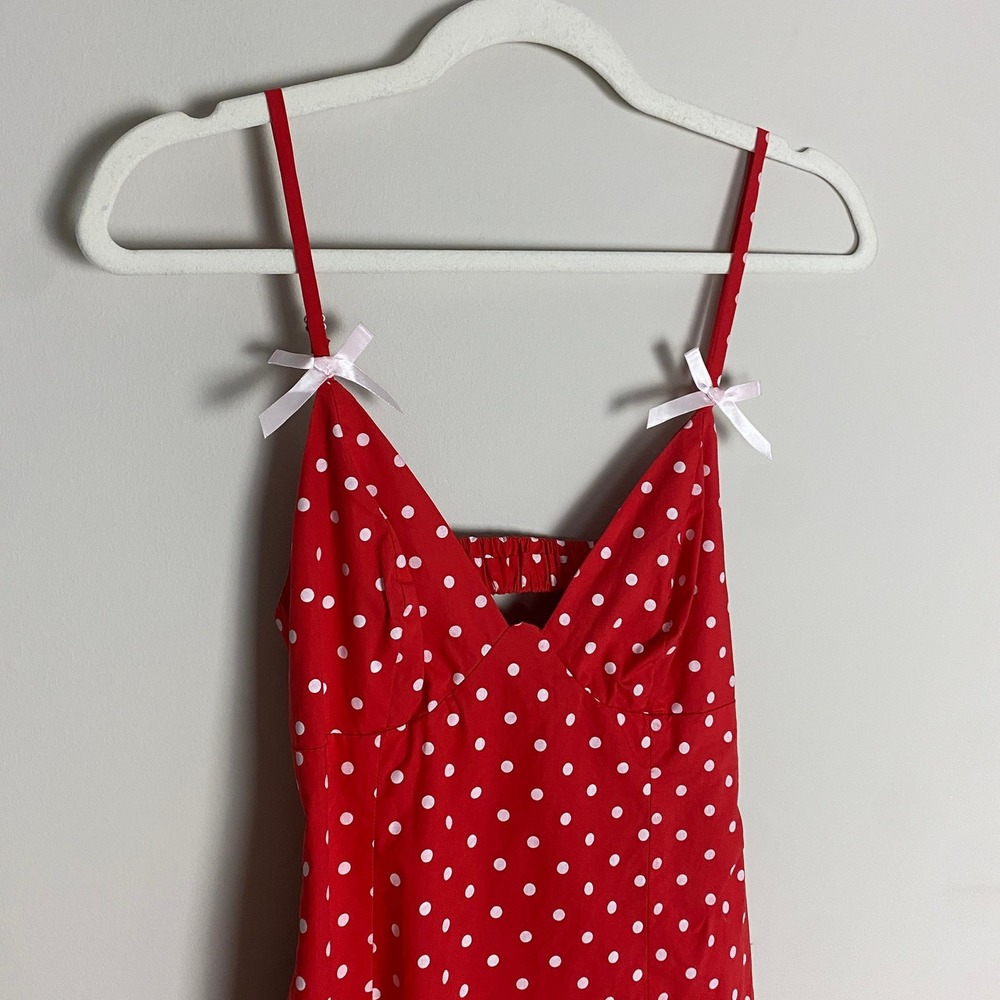 Hello Molly Polka Dot Mini Dress Womens 4 Bow Minnie Cutout Back Pinup Coquette